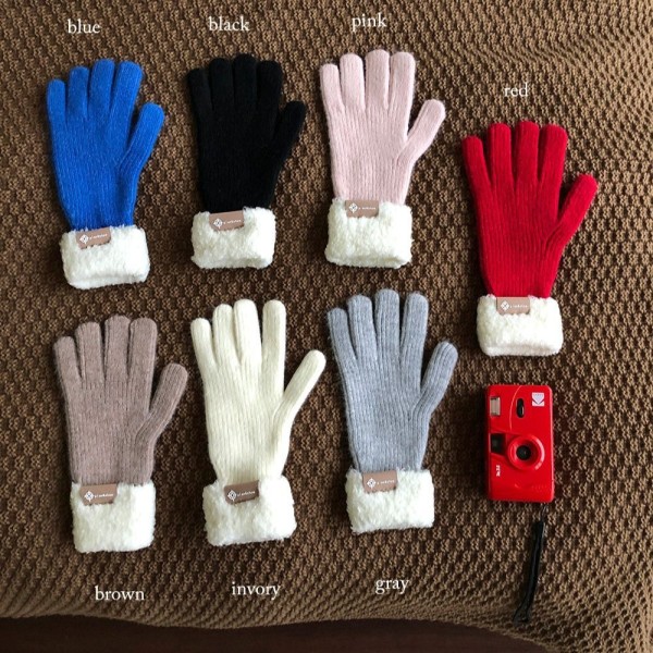 1 par strikkede handsker uldhandsker BLÅ Blue