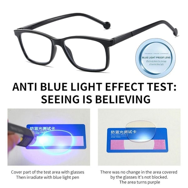 Anti-blåt lys læsebriller Firkantede briller BLÅ STYRKE Blue Strength 200
