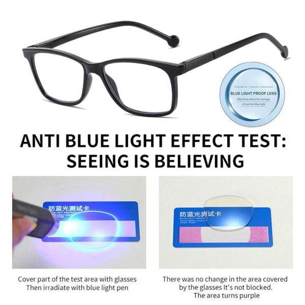 Lesebriller med anti-blått lys Firkantede briller SVART Black Strength 400  7796 | Black | Strength 400 | Fyndiq