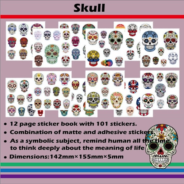 Sugar Skull Stickers Laptop Cool Skull Dekaler Skateboard