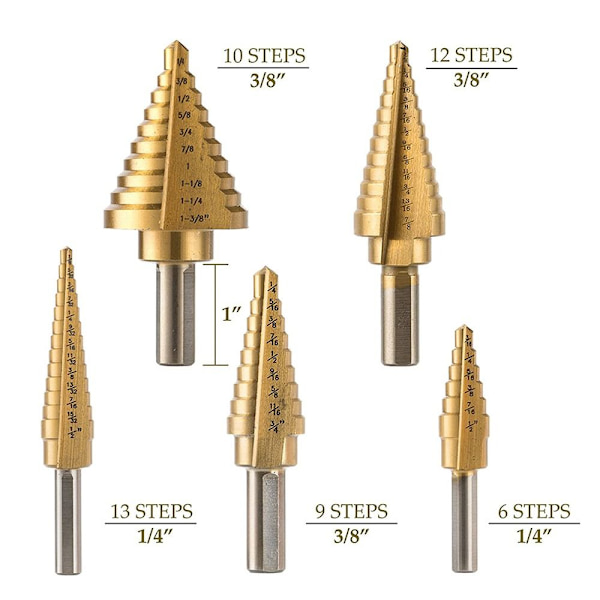 6 st 3-12 mm 4-12 mm 4-20 mm stegborr med rakt set