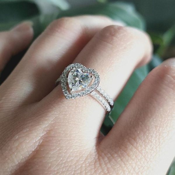 Zirconia Peach Heart Ring Alloy Ring NO.5 No.5