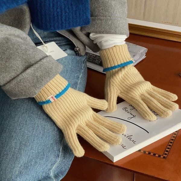 Strikkede ullhansker Riding Split Finger Hansker GRÅ Grey