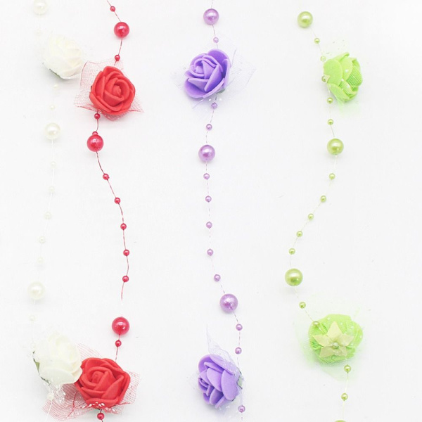 2ST Konstgjorda pärlor Pärlor Kedja Rose Blommor Girlander LILA purple