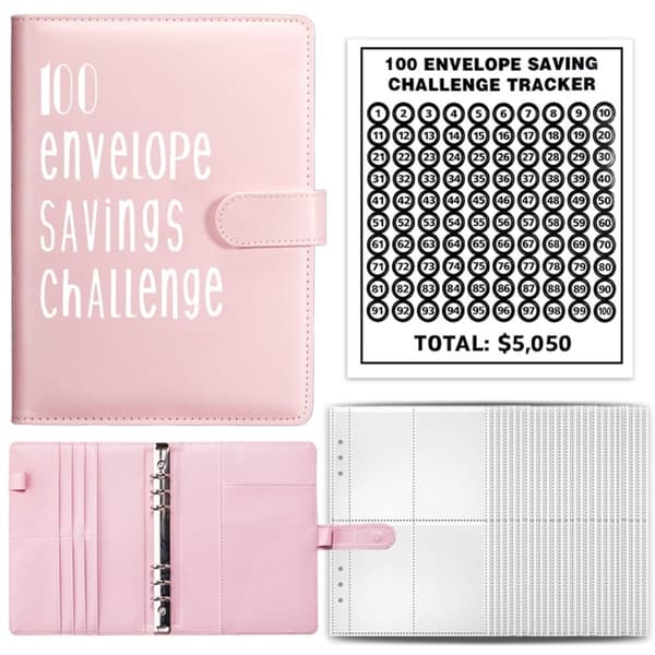 100 Days Envelope Challenge Pärm Sparbok ROSA pink