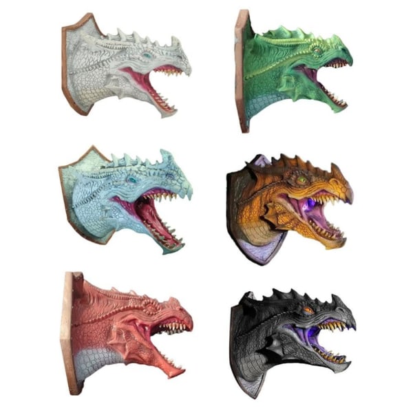 3d Dragon Head Veggmontert Skulptur Dinosaur Head Luftfukter Yellow