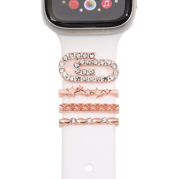 Ornament Dekorativ Ring Armband Berlocker För Apple Watch gold B-B