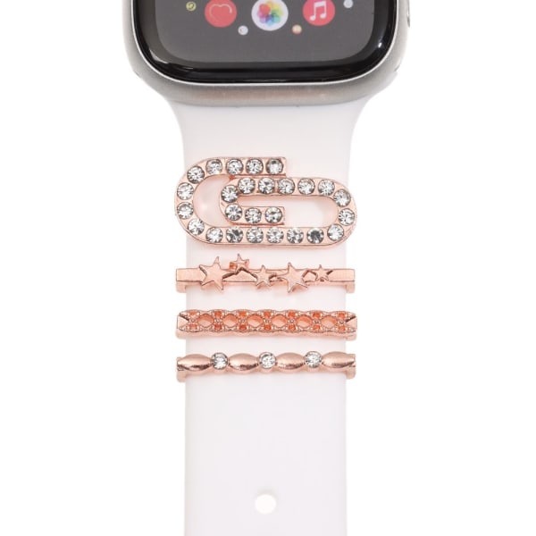 Ornament Dekorativ Ring Armband Berlocker För Apple Watch rose gold A-A
