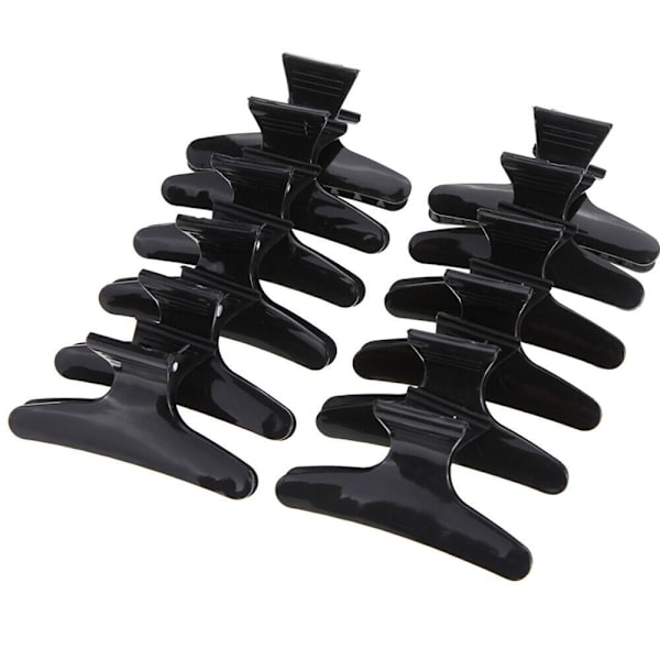 12 stk. Butterfly Hårclips Barbershop Positioning Clips SORT Black and White