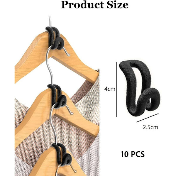 10 kpl Flocking Vaateteline Vaateripustin MUSTA black
