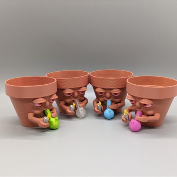 Smoking Planter Sarjakuva Smoking Man Planter PINK M pink M