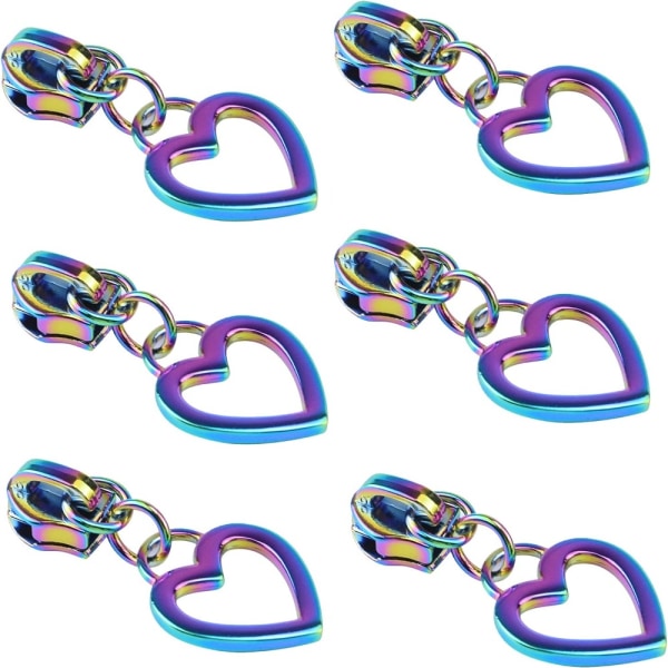 20st #5 Rainbow Zipper Heart Shape Dragkedja Ersättning