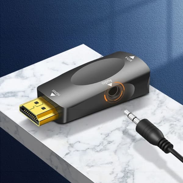 HDMI-kompatibel til VGA Adapter Converter Adapter WHITE White