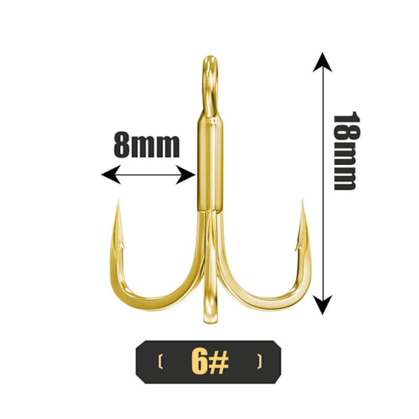 10kpl 6X Koukkukalastus Kolminkertainen ankkurikoukku 6 6 6