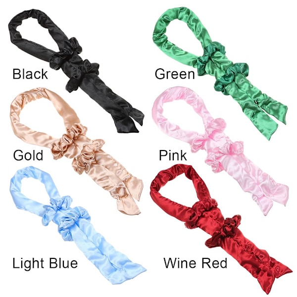 Heatless Curl Ribbon Pannband Lazy Curler WINE RED Wine Red