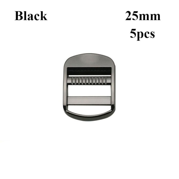 5 st Metall Stege Lås Slider Justera Spännen SVART 25MM Black 25mm