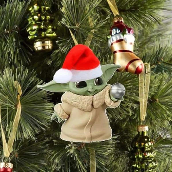 2 ST Yoda hängande julgran platt hängande prydnad