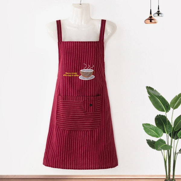 Kvinnor Overall Förkläde Köksförkläden WINE RED wine red
