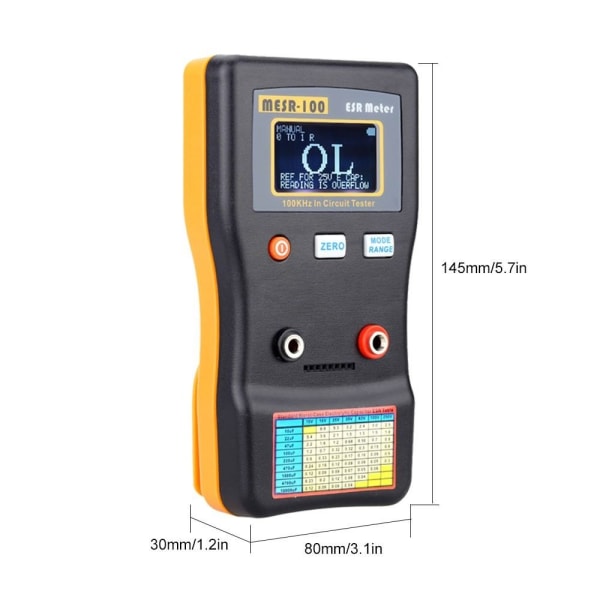 Kondensatortester ESR Kapasitans Ohm Meter Auto-rangering