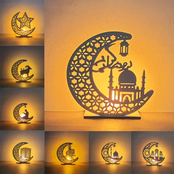Eid Mubarak træpynt stearinlys LED-lys STYLE 8 STYLE 8