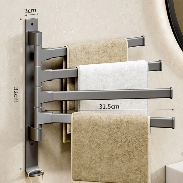 Pyörivä pyyheteline grey 4 rods-4 rods