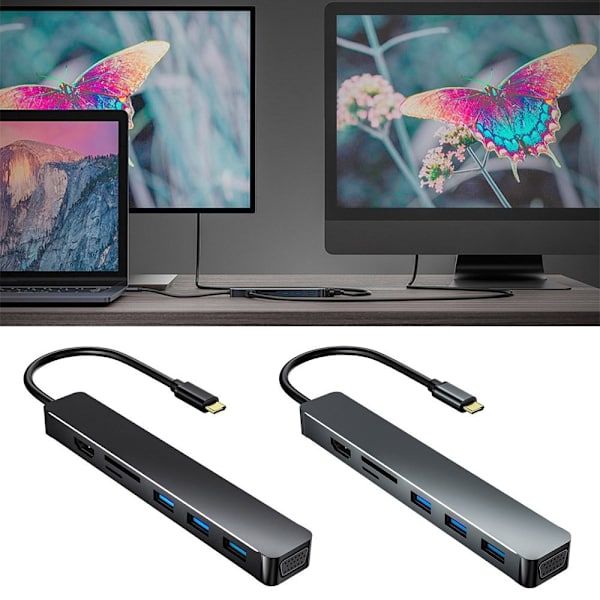 USB C HUB Type-C 3.1 GRÅ Grey