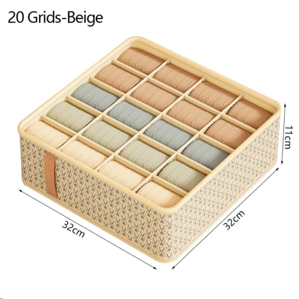 Alusvaatteiden säilytyslaatikko Laatikot Erotuslaatikot BEIGE 20 GRIDS 20 beige 20 grids-20 grids