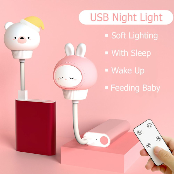 Nordic USB Night Light Söt tecknad serie