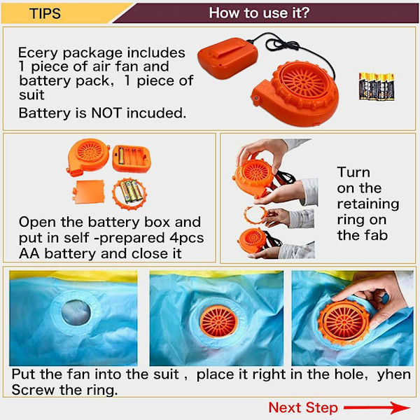 Kostymfläkt Uppblåsbar luftfläkt fläkt