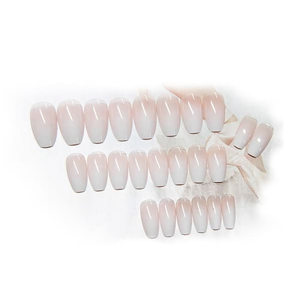 24st White Gradient False Nails French Style Nails Tryck på