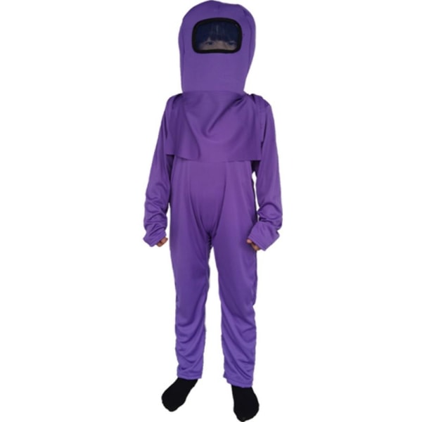Kids Cosplay Among Us Costumes Party Fancy Dress Set purple M