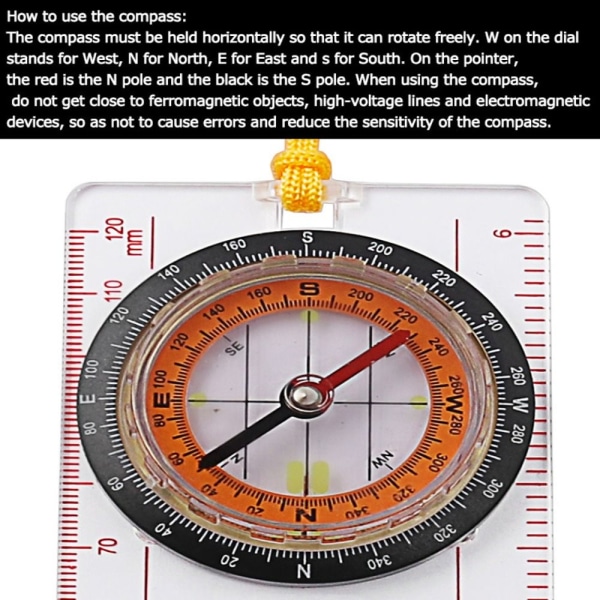 Kort Lineal Kompas Orienteringsnavigationsskala