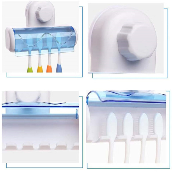 2 Stk Tandbørsteholder Tandbørstestativ Tandbørsteopbevaring Blue 2Pcs-2Pcs