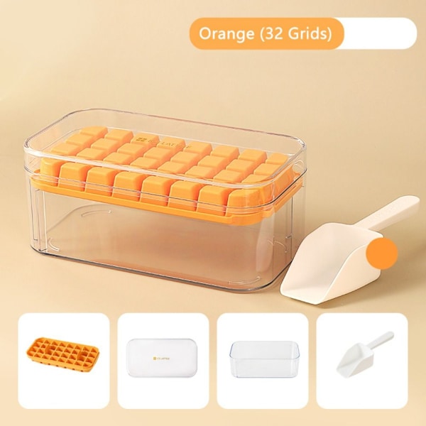 Ice Cube-bricka Ice Cube Maker Mould ORANGE 32 GASTER 32 RASTER Orange 32 Grids-32 Grids