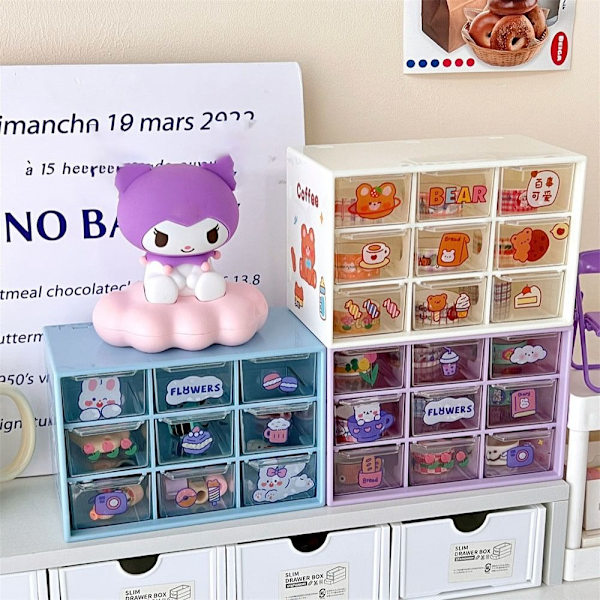 Opbevaringsboks Desktop Organizer 4 GRIDS BLÅ 4 GRIDS BLÅ 4 grids blue