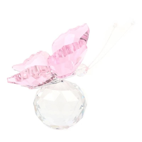 Crystal Butterfly Statyett Glas Miniatyr ROSA Pink