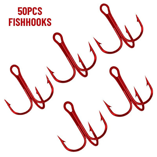 50 kpl Red Fishhoks High Carbon Steel 10 10 10