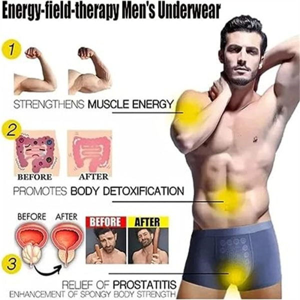 Energy Field Therapy Herreundertøj Magnetisk Terapi Herre Grey XL
