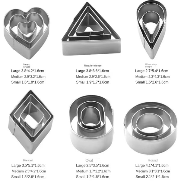 30 stykker Mini Cookie Cutter Små Cookie Forme 3D Cutter