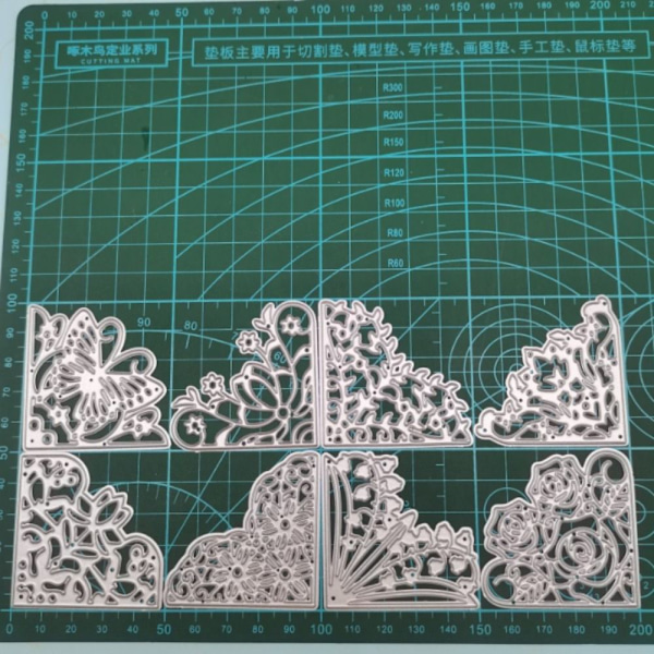 8 stk Blomster Die Cuts Corner Die Cuts Lace Die Cuts