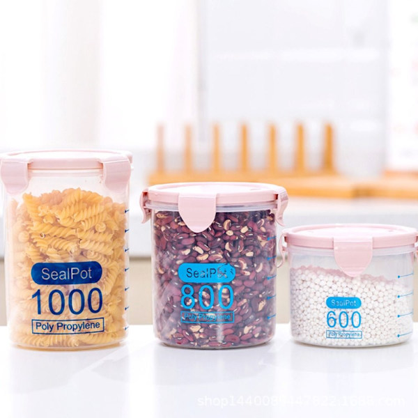 2 Stk Fødevarekonservering Beholder Korn Korn Krukke BLÅ 1000ML Blue 1000ML
