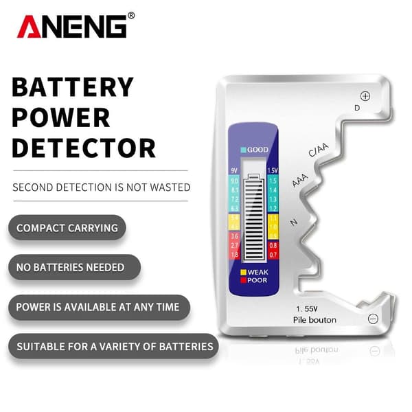 Digital batteritestare LCD-skärm svart