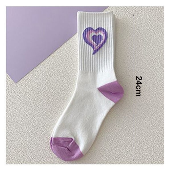 2 Stk Hjerte Print Sokker Mid Socks 7 7 7