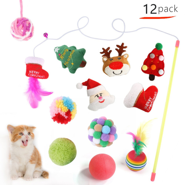 Christmas Cat Teaser Wand Pet Cat Lelut 14 kpl 14 kpl 14 pcs