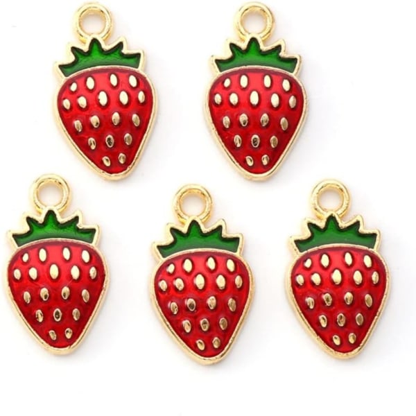 Emalipunaiset mansikkakorut Mini Fruit Dangle Charms DIY Dripp