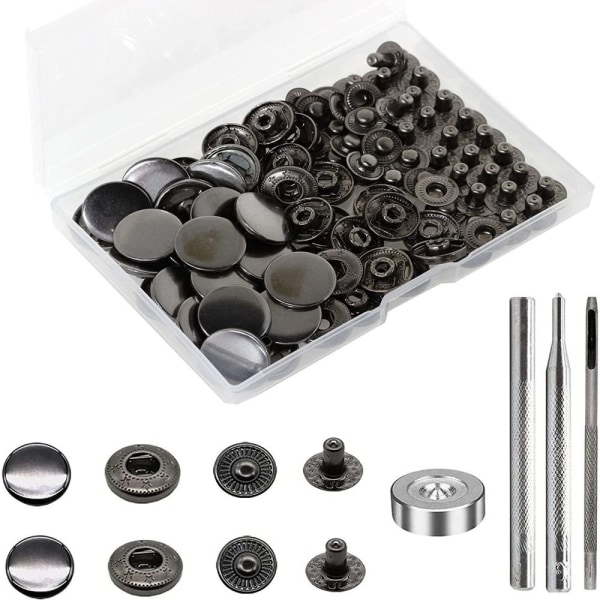 Kiinnikkeet Heavy Duty Copper Snaps MUSTA Black