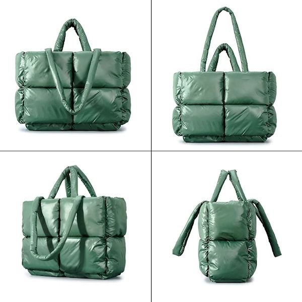 Stor puffer mulepose Quiltet puffer håndtaske SORT Black