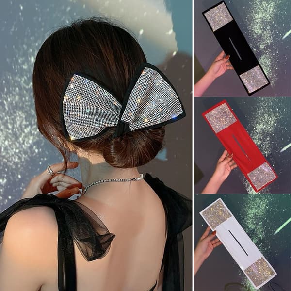 Deft Bun Rhinestone Hårband VIT white