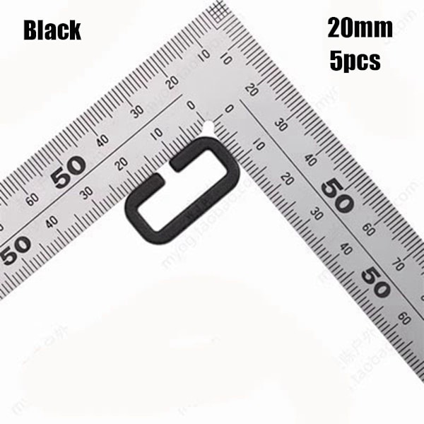 5 stk Firkantet Krog Webbing Spænder SORT 20MM Black 20mm