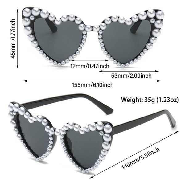 Hjärta Solglasögon Pärlor Solglasögon VIT-GRÅ VIT-GRÅ White-Grey